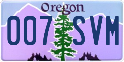 OR license plate 007SVM