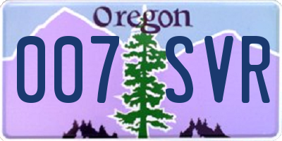 OR license plate 007SVR
