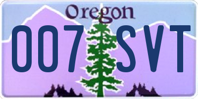OR license plate 007SVT