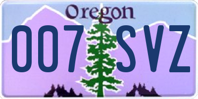 OR license plate 007SVZ