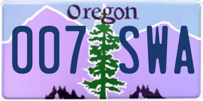 OR license plate 007SWA