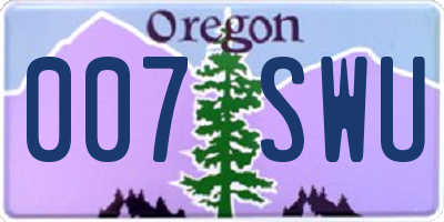 OR license plate 007SWU