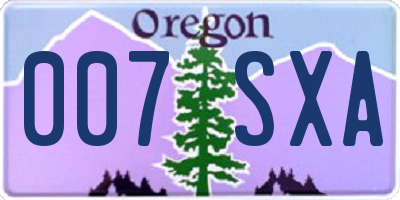 OR license plate 007SXA