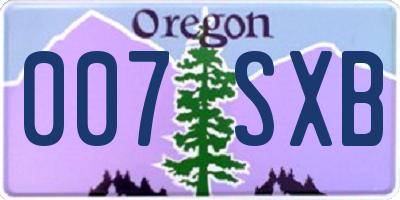OR license plate 007SXB