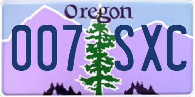 OR license plate 007SXC