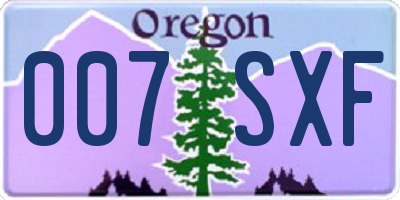 OR license plate 007SXF