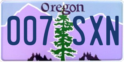 OR license plate 007SXN