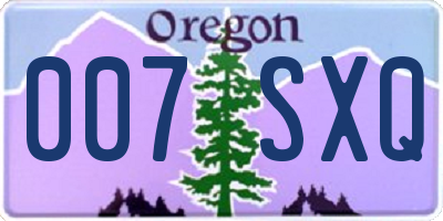 OR license plate 007SXQ
