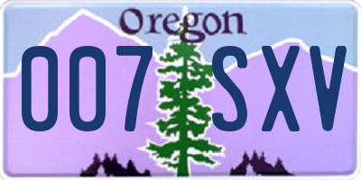 OR license plate 007SXV