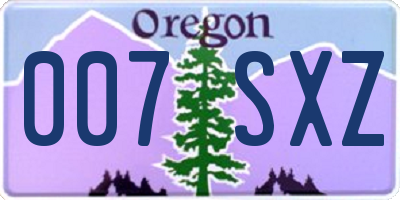 OR license plate 007SXZ
