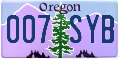 OR license plate 007SYB