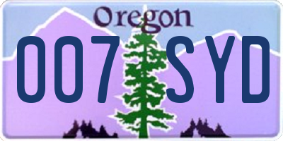 OR license plate 007SYD