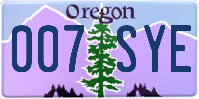 OR license plate 007SYE