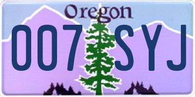 OR license plate 007SYJ
