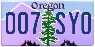 OR license plate 007SYO