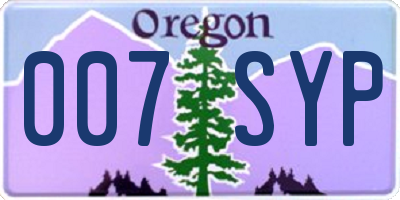 OR license plate 007SYP