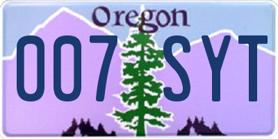 OR license plate 007SYT
