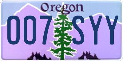 OR license plate 007SYY