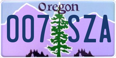 OR license plate 007SZA