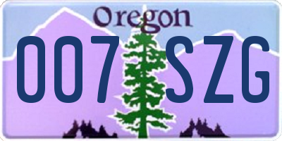 OR license plate 007SZG