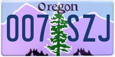 OR license plate 007SZJ
