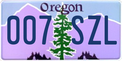OR license plate 007SZL