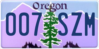 OR license plate 007SZM