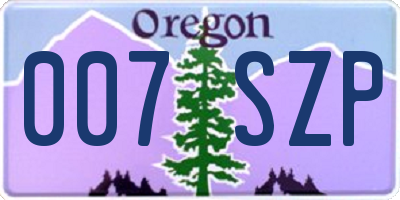 OR license plate 007SZP