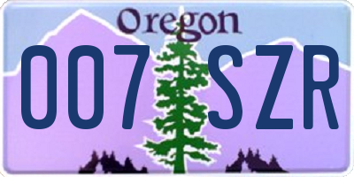 OR license plate 007SZR