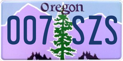 OR license plate 007SZS