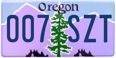 OR license plate 007SZT