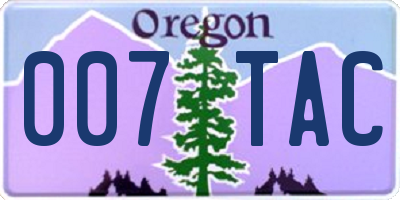 OR license plate 007TAC