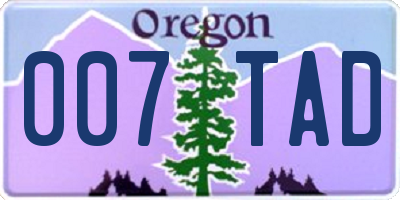 OR license plate 007TAD