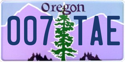 OR license plate 007TAE