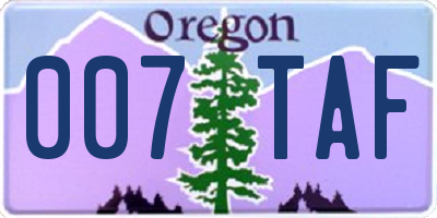 OR license plate 007TAF