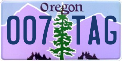 OR license plate 007TAG
