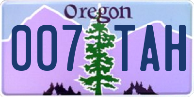 OR license plate 007TAH