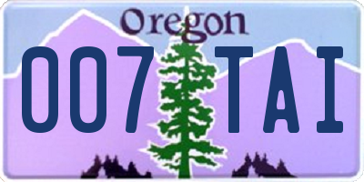 OR license plate 007TAI