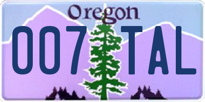 OR license plate 007TAL