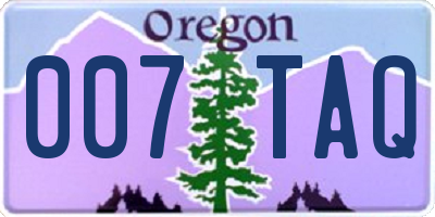 OR license plate 007TAQ