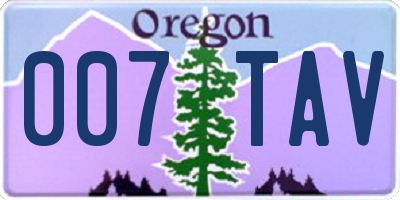 OR license plate 007TAV