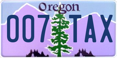 OR license plate 007TAX