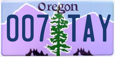 OR license plate 007TAY