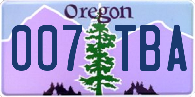 OR license plate 007TBA