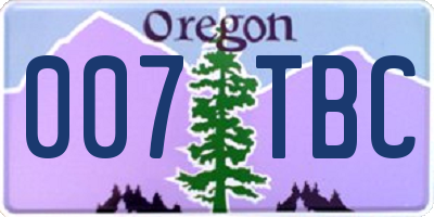 OR license plate 007TBC