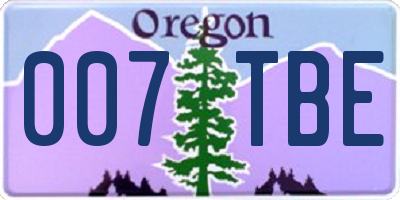 OR license plate 007TBE
