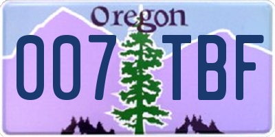 OR license plate 007TBF