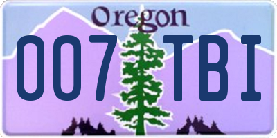 OR license plate 007TBI