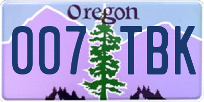 OR license plate 007TBK
