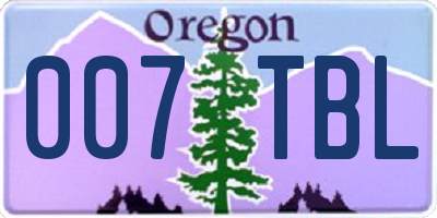 OR license plate 007TBL